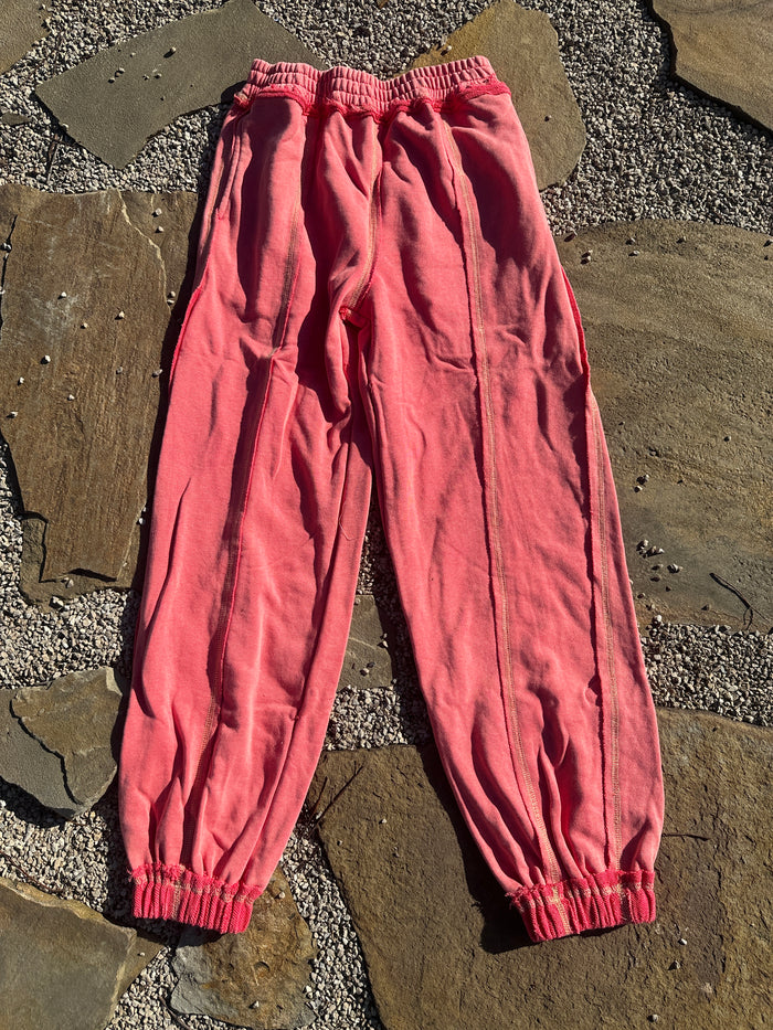 Pop of Pink Banded Sweatpants
