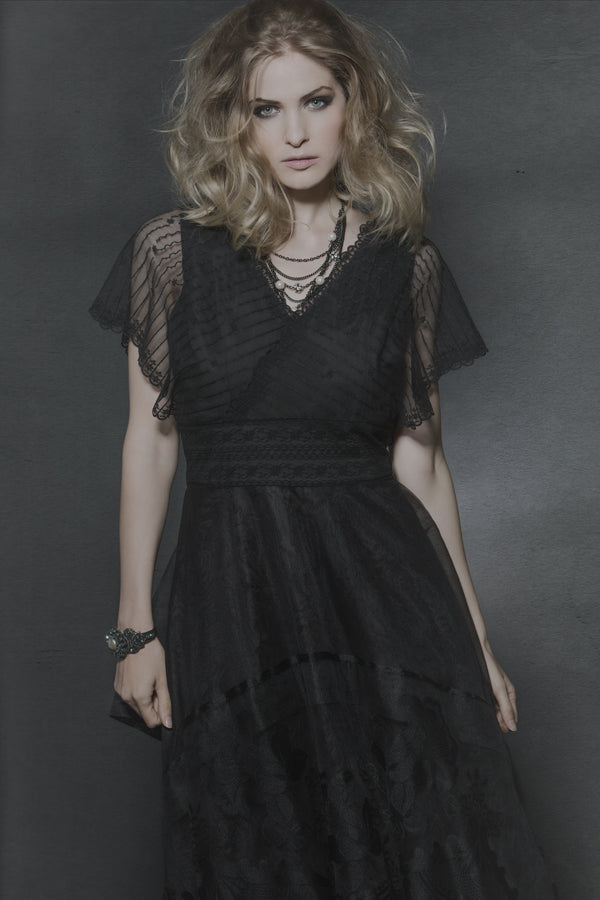 Couture Black Lace Handkerchief Gown Couture Black Lace Handkerchief Gown