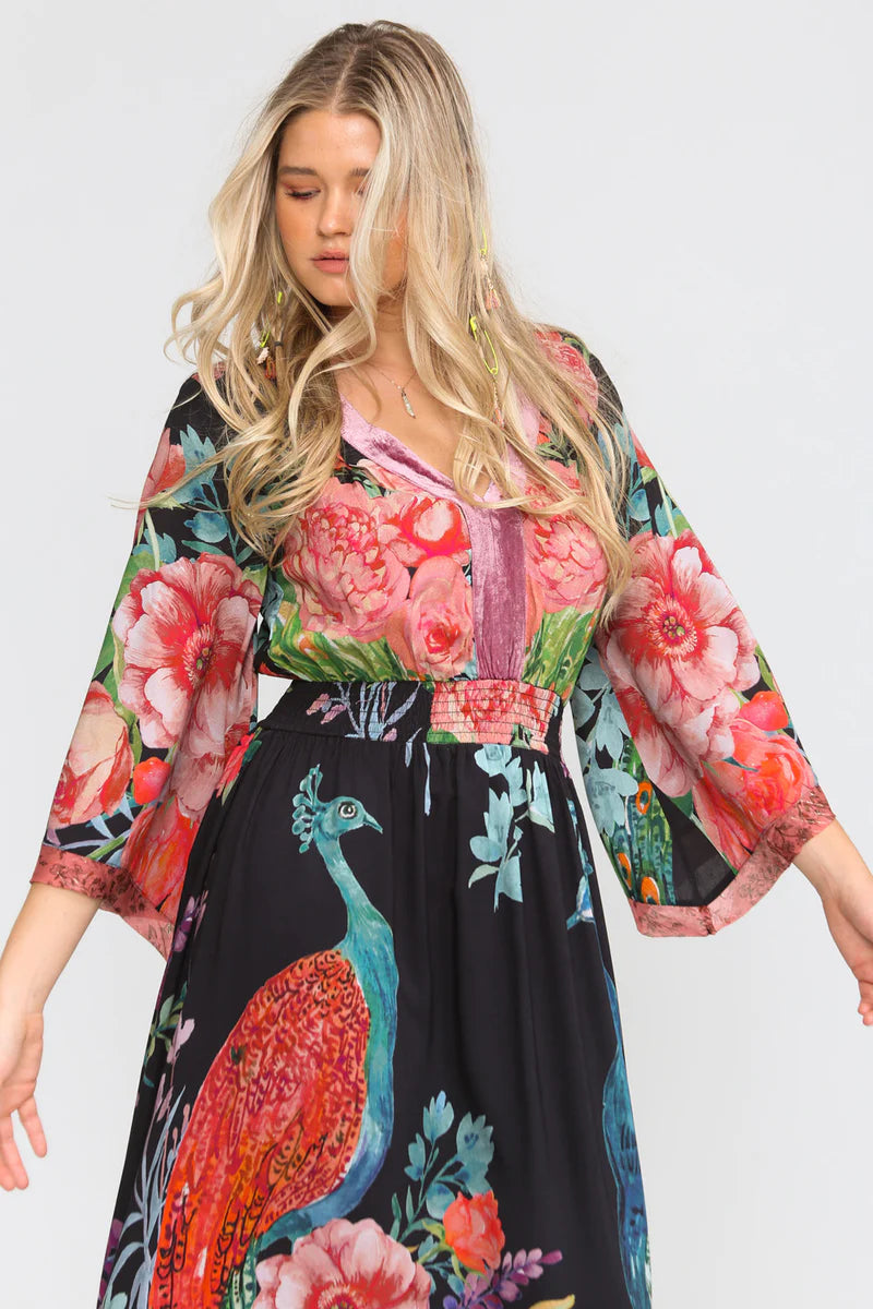 Aratta Peacock Paradise Maxi Dress Large