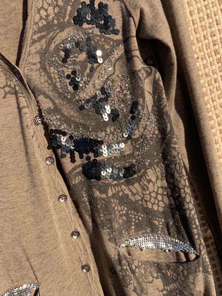 Miss Me Cardigan Sweater Ombré Brown Bling selling Rhinestone Button Up Top NWT