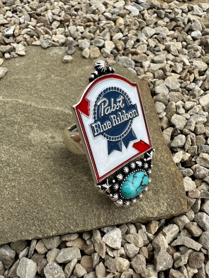 Pabst Blue Ribbon Turquoise Ring