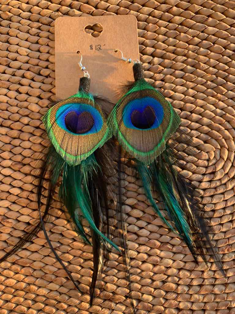 peacock feather earrings