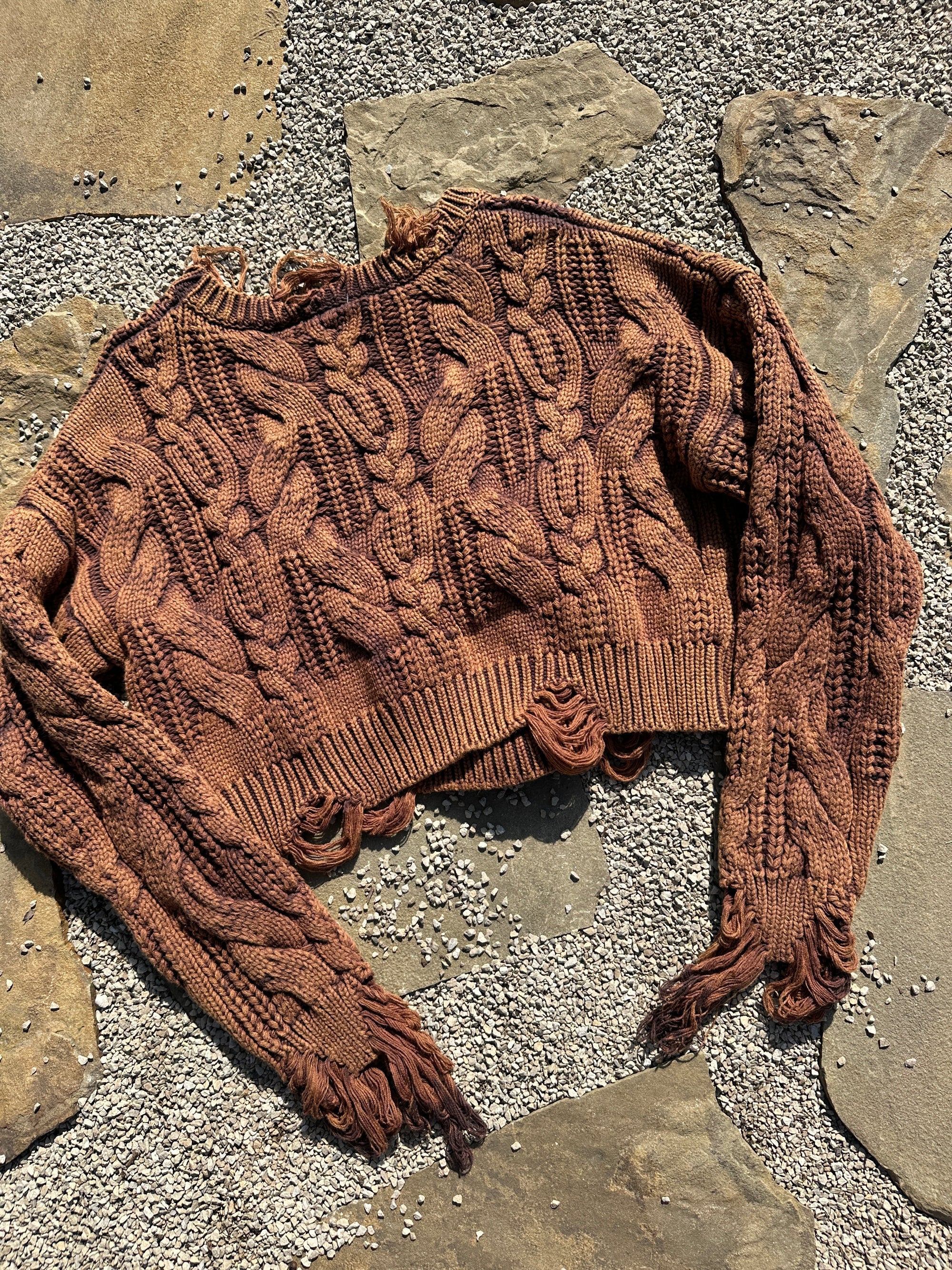 distressed pullover sweater rust