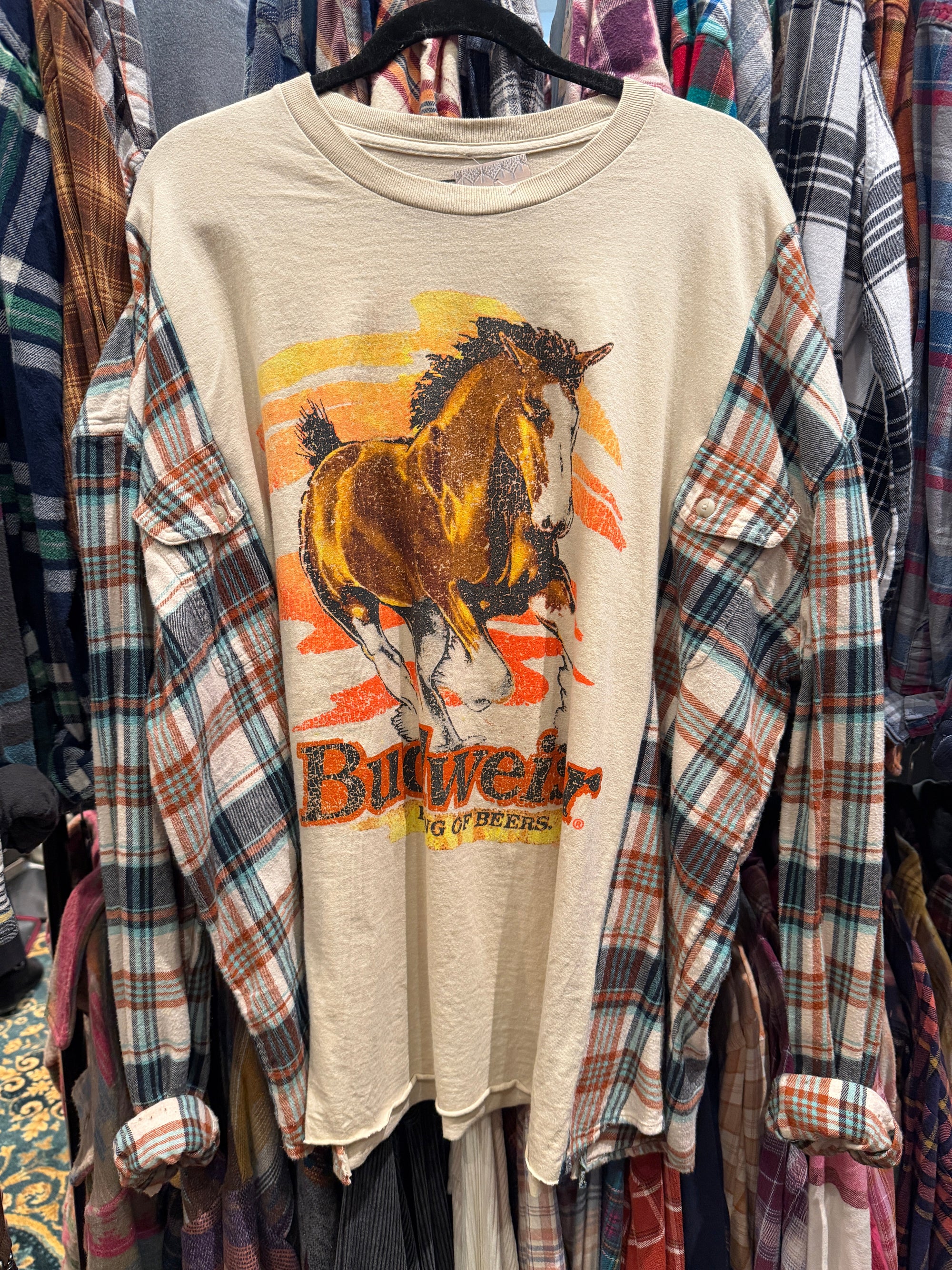 boho western style tee shirt flannel