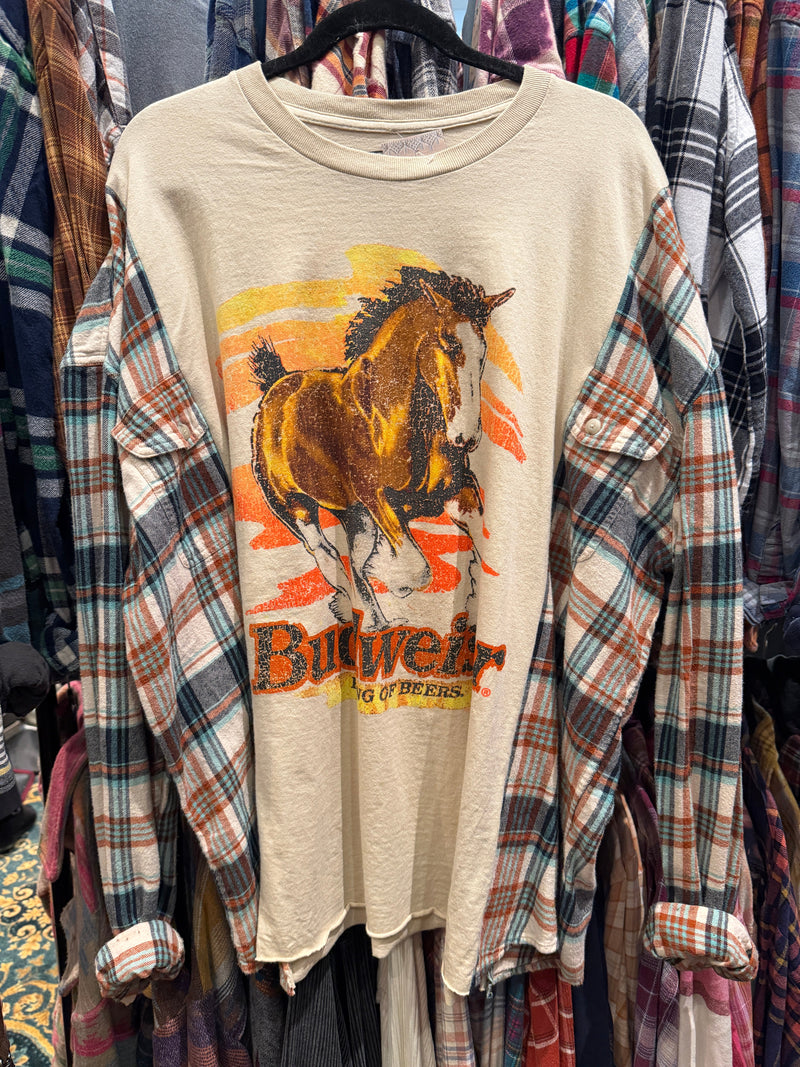 boho western style tee shirt flannel
