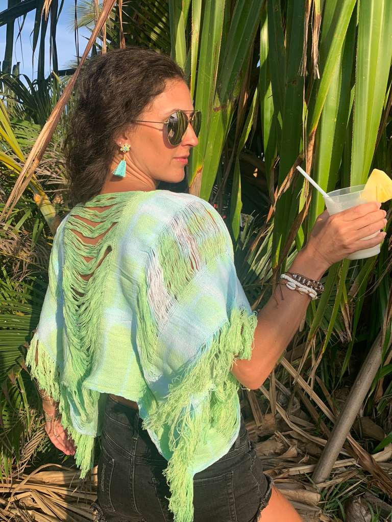 crochet and open weave top