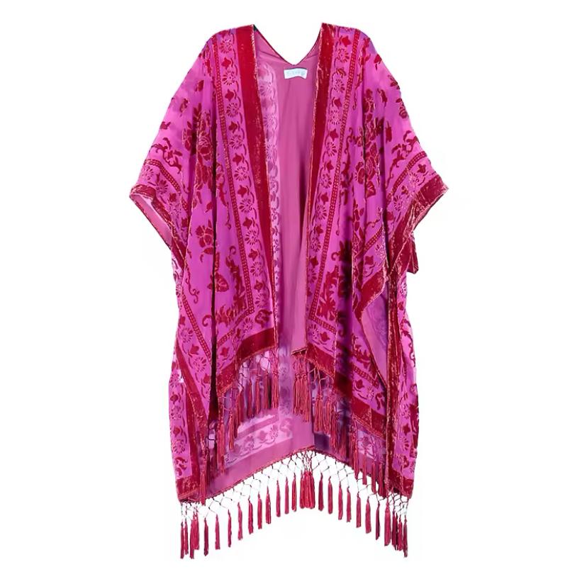 silk kimono burnout velvet