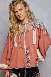 Relaxed BOHO style French terry hoodie