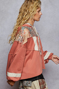 Relaxed BOHO style French terry hoodie