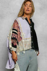 Wanderlust Patchwork Flowy Top - Lilac + Black