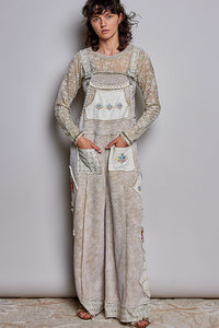 Everyday Waffle Patchwork Overalls - Oatmeal