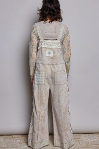 Everyday Waffle Patchwork Overalls - Oatmeal