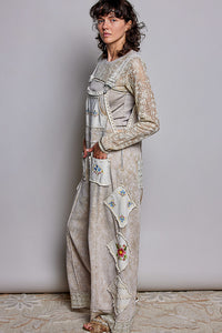 Everyday Waffle Patchwork Overalls - Oatmeal