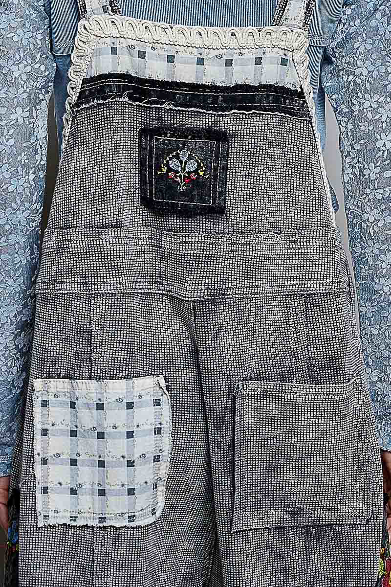 Everyday Waffle Patchwork Overalls - Ash Black