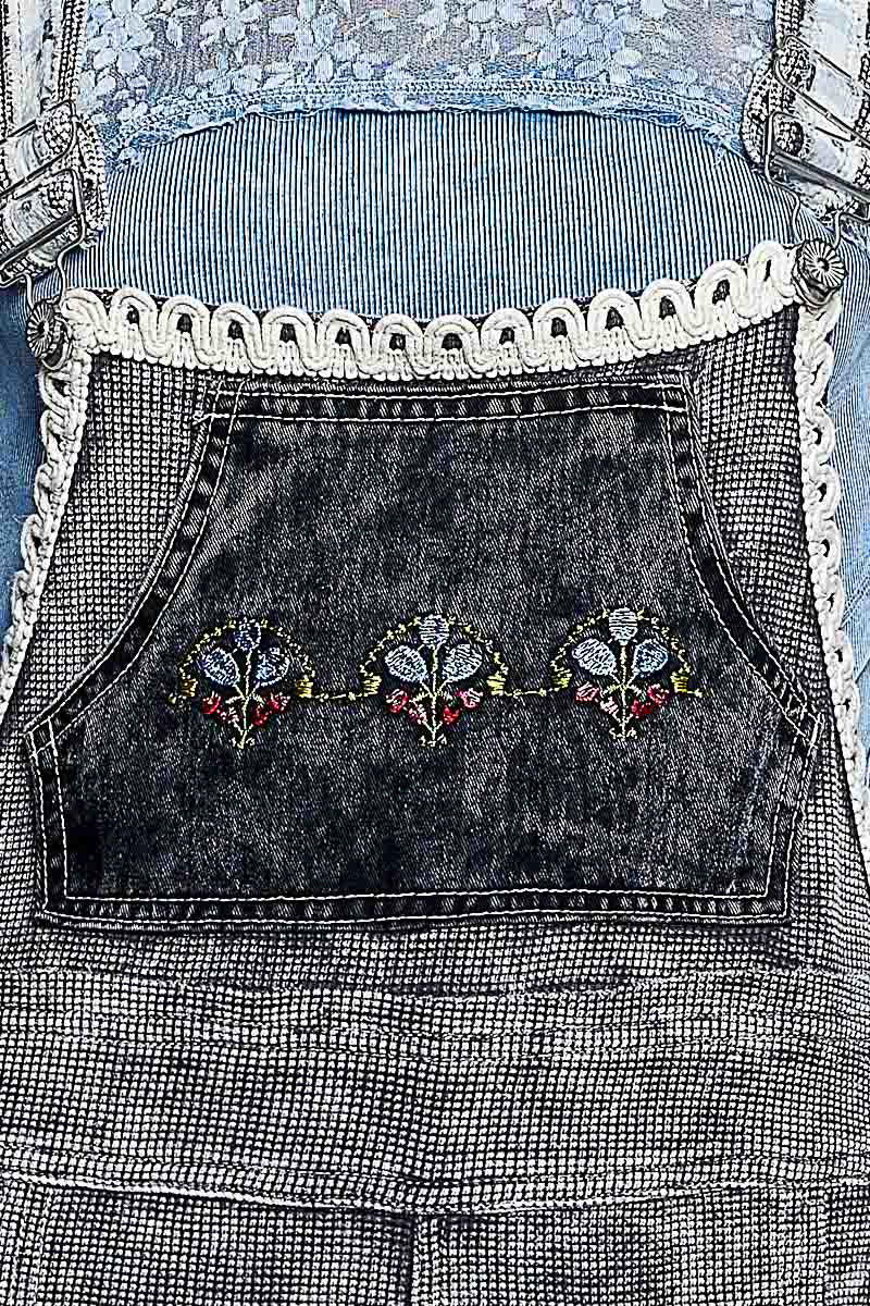 Everyday Waffle Patchwork Overalls - Ash Black