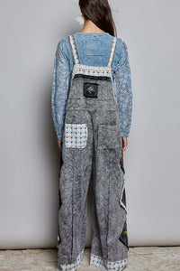Everyday Waffle Patchwork Overalls - Ash Black