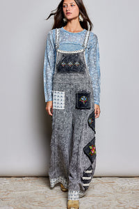 Everyday Waffle Patchwork Overalls - Ash Black