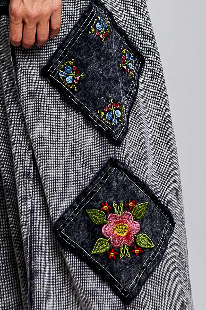 Everyday Waffle Patchwork Overalls - Ash Black
