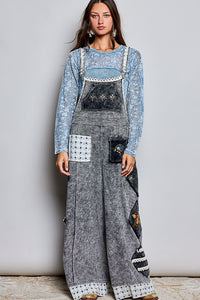 Everyday Waffle Patchwork Overalls - Ash Black