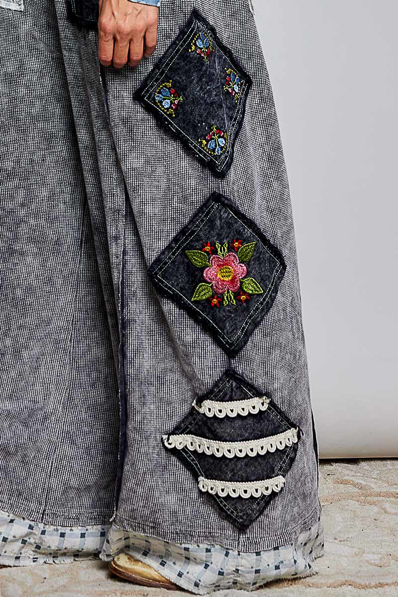 Everyday Waffle Patchwork Overalls - Ash Black