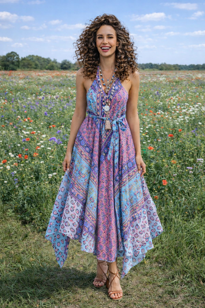 Bohemian Handkerchief Silky Dress