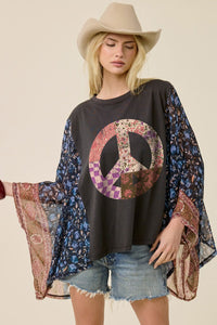 Indigo Peace Hippie Scarf Tee