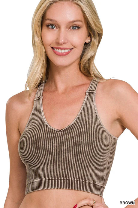 Long Lines Padded Brami  - Dark Brown