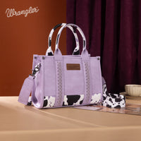 Wrangler Cow Print Concealed Carry Tote/Crossbody -Lavender