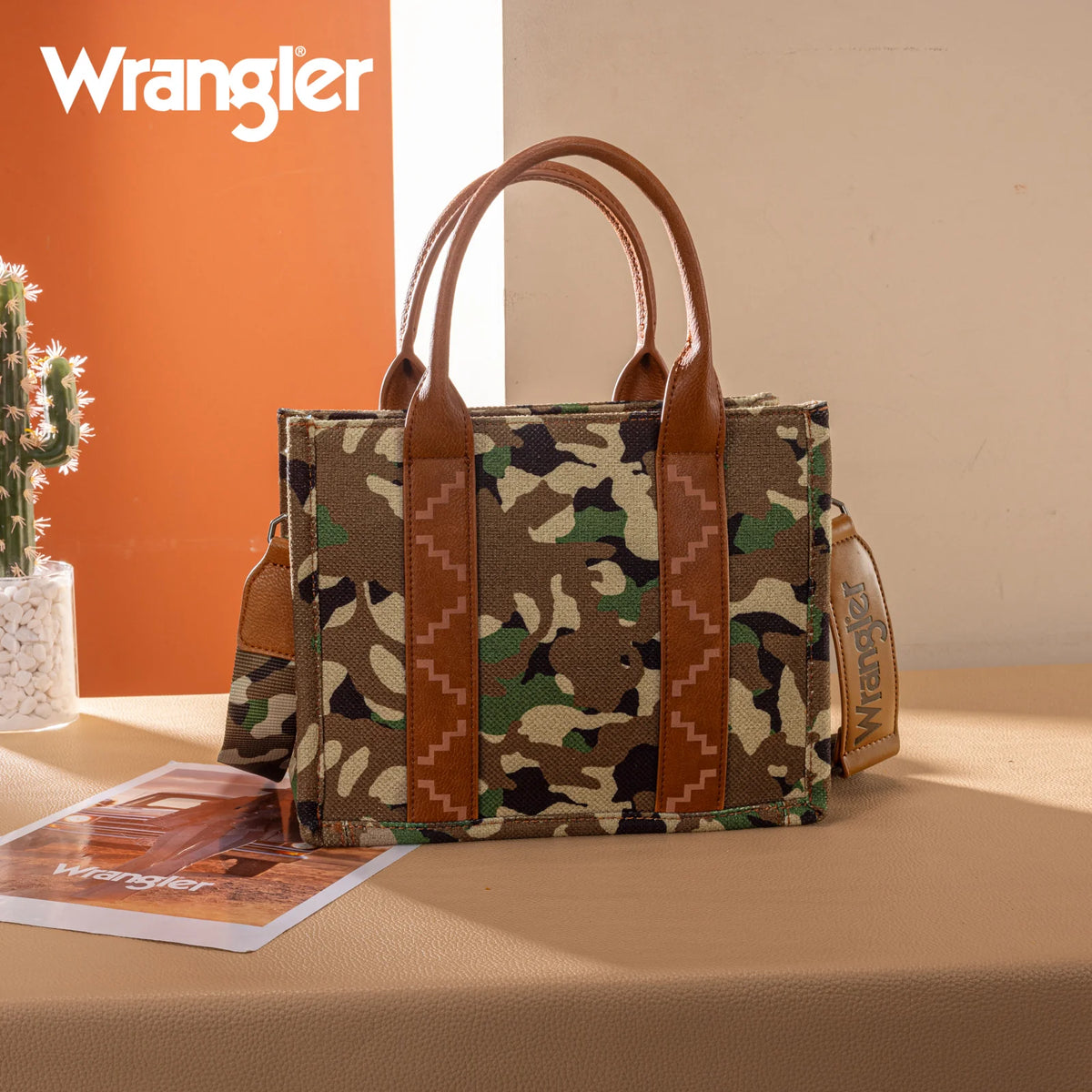 Wrangler Camo Print Tote/Crossbody - Olive