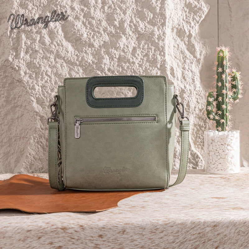Wrangler Top Handle Boot Scroll Fringe Tote/Crossbody -Green