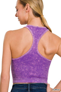 Ribbed Seamless Bra Padded Top - Blue