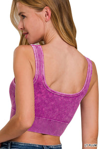 Washed Ribbed Seamless With Removable Pads - Pink