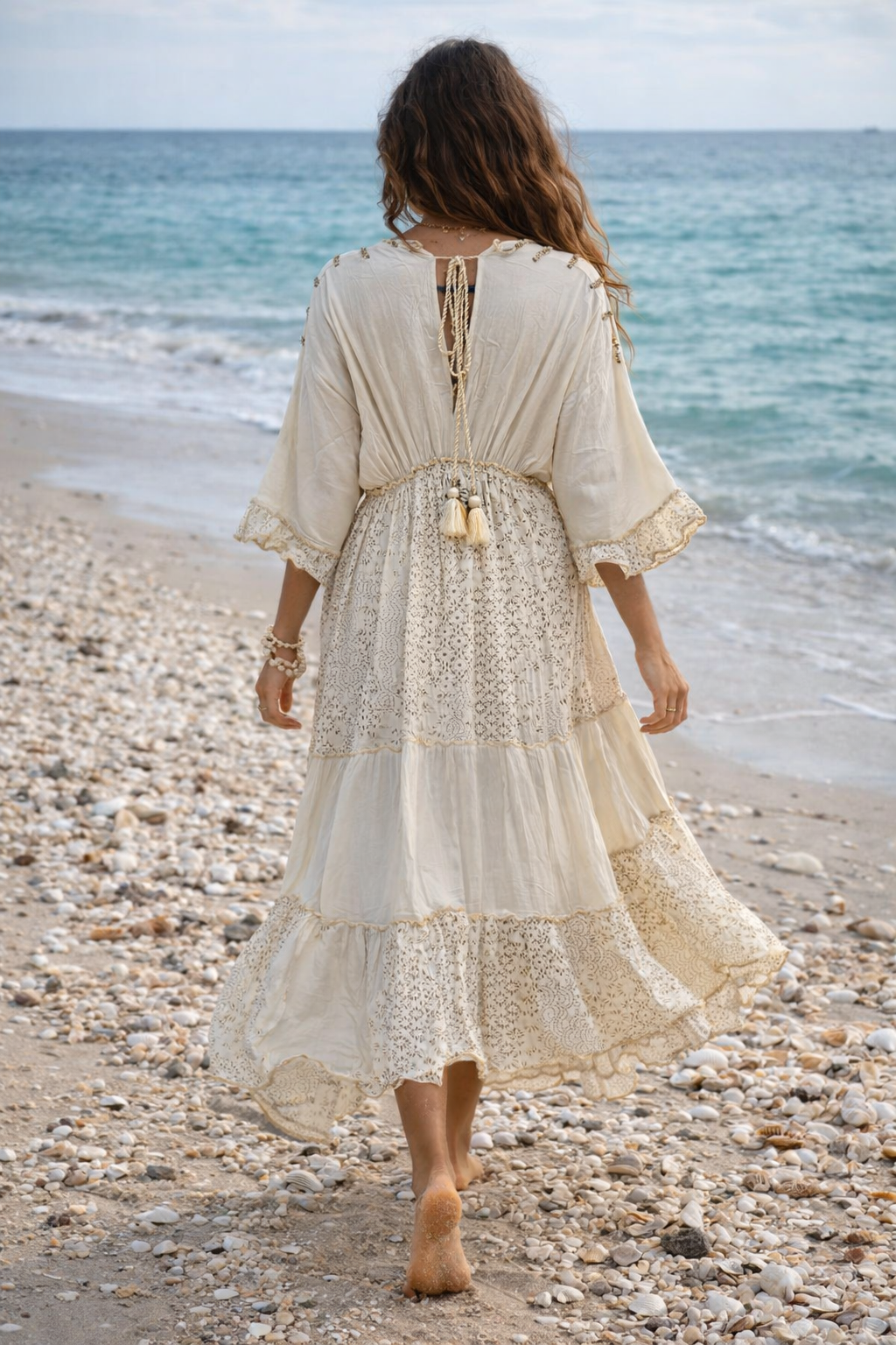 Lux Maxi Ivory Golden Dress