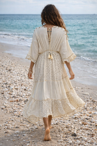 Lux Maxi Ivory Golden Dress