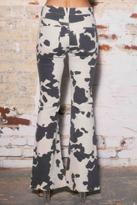 Cow Print Flared Jeans