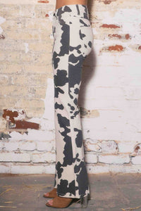 Cow Print Flared Jeans