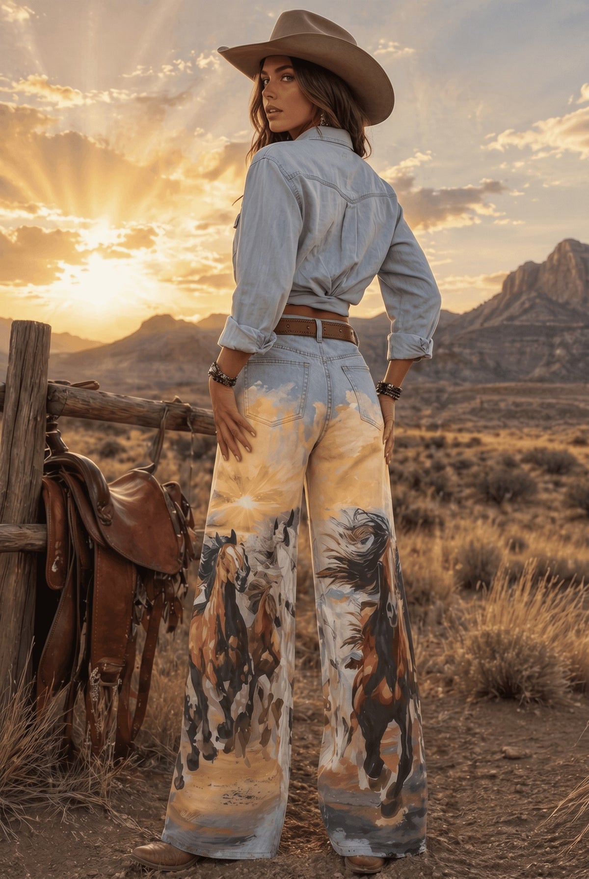 Sunrise Wild Horse Wide Leg Jeans