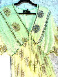 Chartreuse Chiffon Embellished Maxi