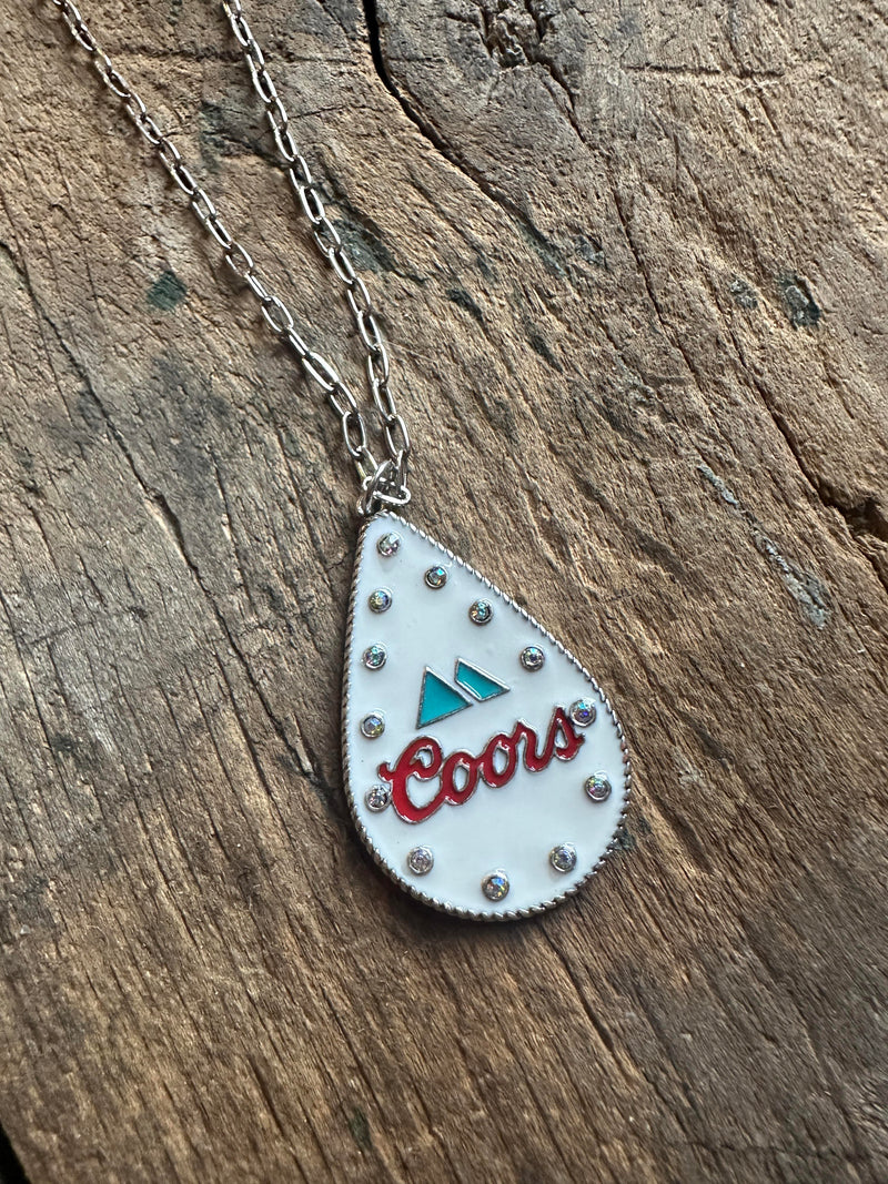 Coors Teardrop Necklace - White