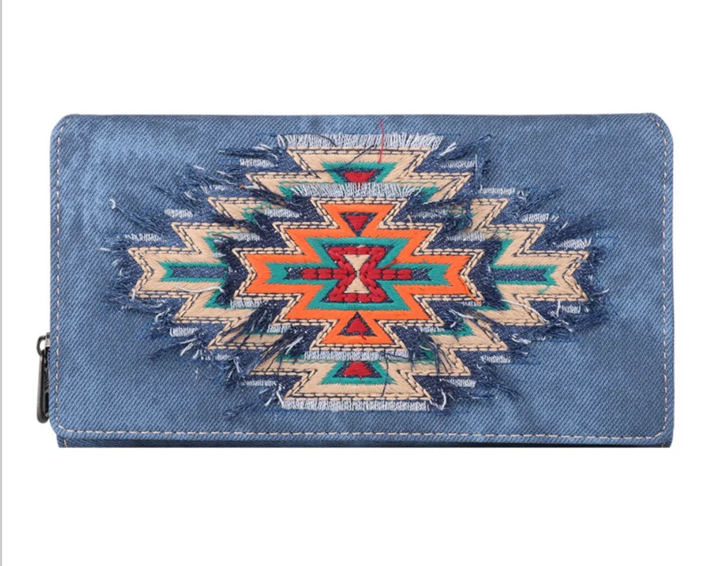 Montana West Aztec Collection Jean Denim Wallet