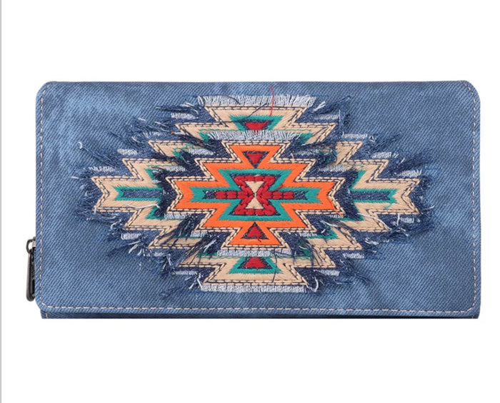 Montana West Aztec Collection Jean Denim Wallet