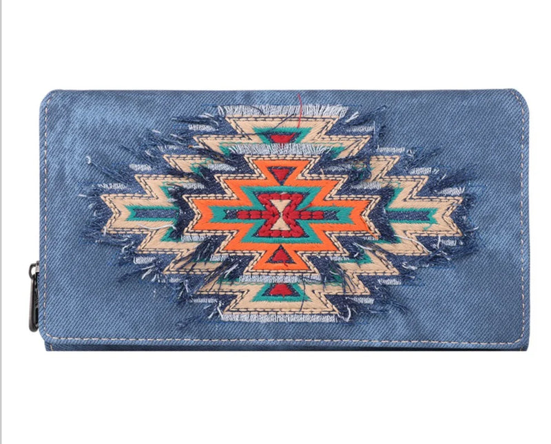 Montana West Aztec Collection Jean Denim Wallet