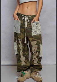 Boho Cargo Army Print Pants