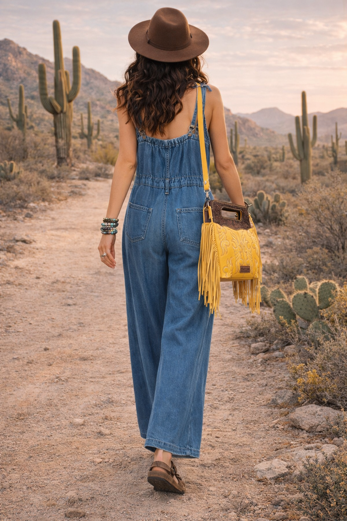 Bohemian Patchwork Denim Jumpsuit