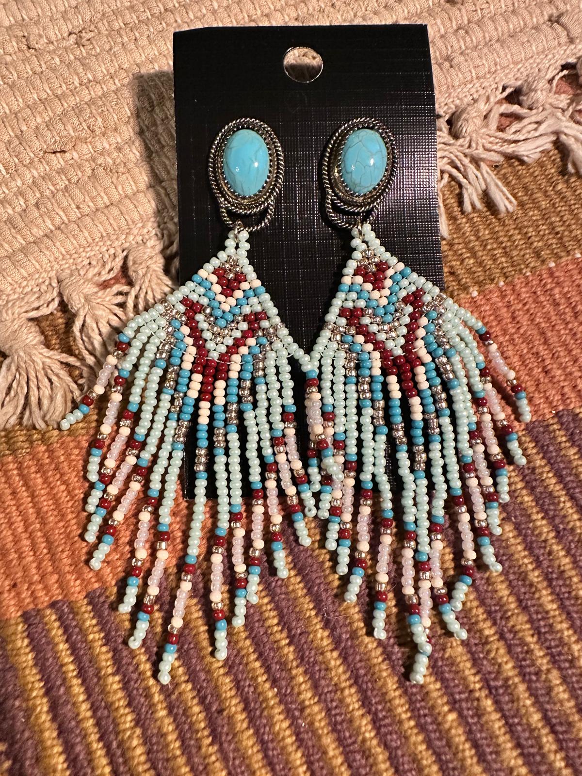 Navajo western seed bead dangle earrings