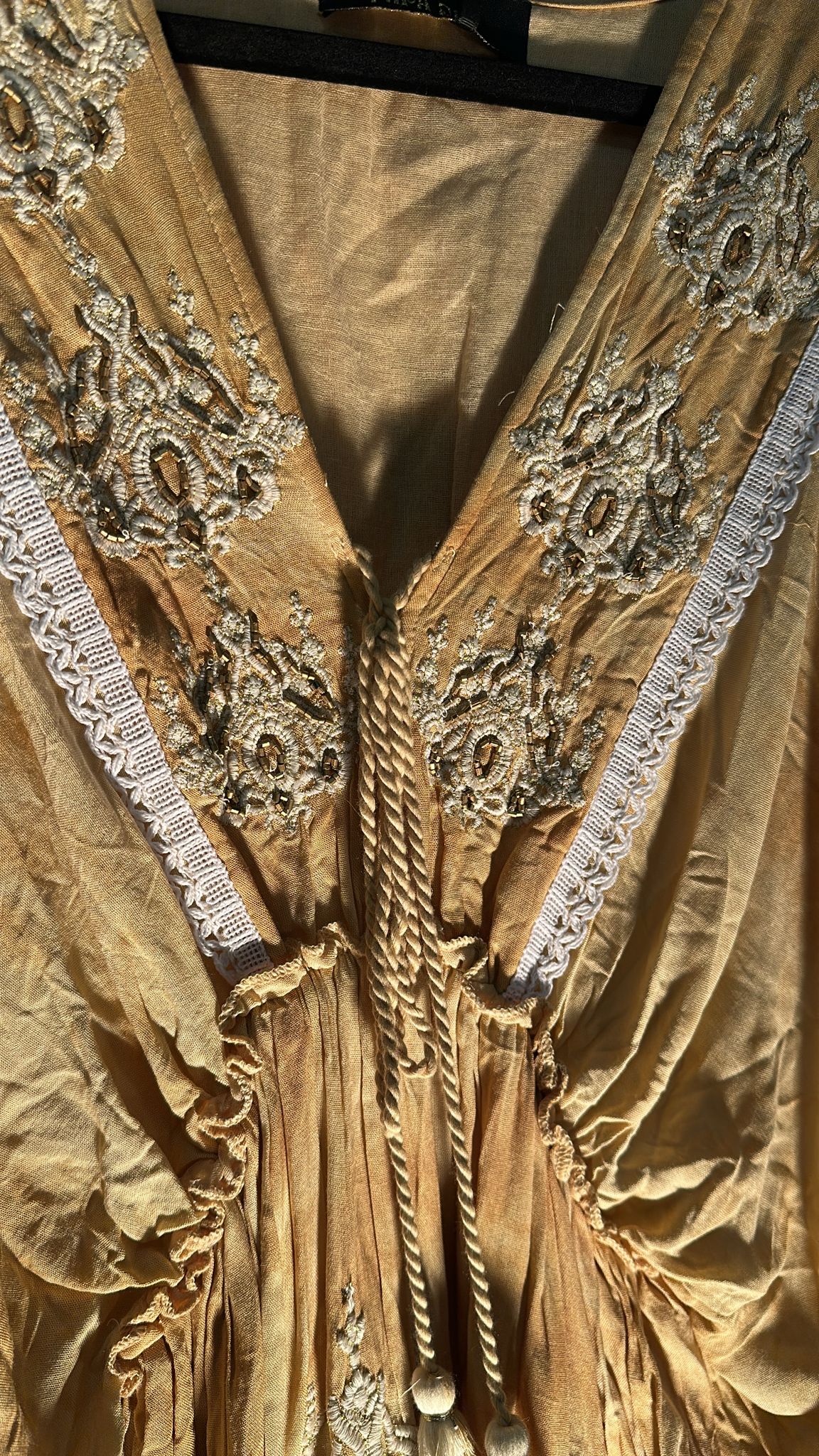 Kaftan Embroidered Dye Effect Dress with Lace