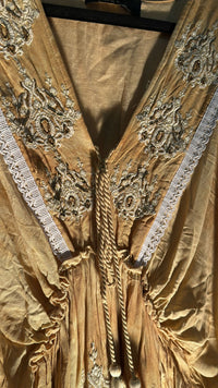 Kaftan Embroidered Dye Effect Dress with Lace