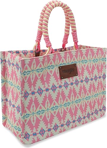 Wrangler Oversized Tote Bag Braided Handles Weekender Bag - Pink
