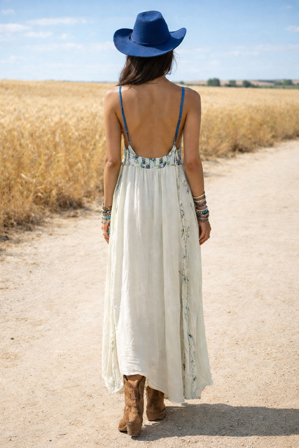 Indigo Crochet Maxi Dress