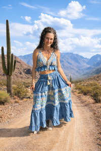 Rodeo Western Denim Skirt  + Bralette Set